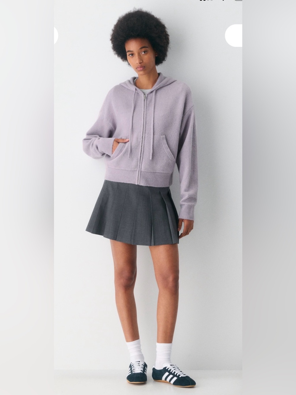 TNA Peyton Zip Hoodie Whipped Yarn‎ Lilac Boxy Large NWT